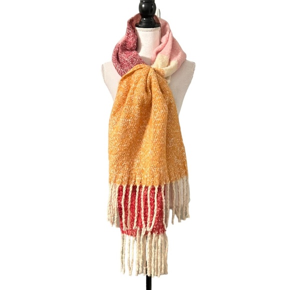 Sonoma Goods For Life® Twisted Fringe Brushed Blanket Scarf Colorblock Fall NEW - Picture 4 of 7
